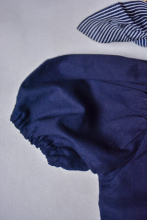 NAVY BLUE BABY GIRLS FROCK WITH TRADITIONAL EMBORIDERY ON NECKLINE - Image 2