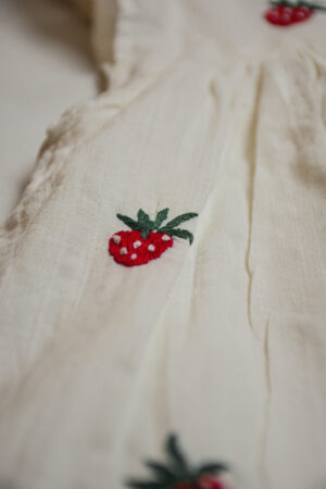 OFF-WHITE FROCK WITH HAND CRAFTED STRAWBERRIES - Image 2