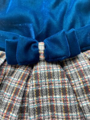 GIRLS ROYAL VELVET TOP &CHECKBOTTOM FROCK - Image 3