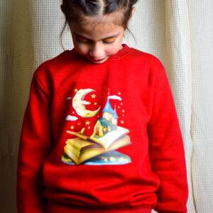 Stylish Red Fleece Tracksuit for Girls (Ages 1-6) with Unique Prints