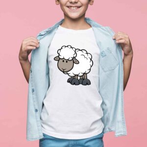 white T-Shirt For Kids  With Very Unique Sheep Print For (age1to12)