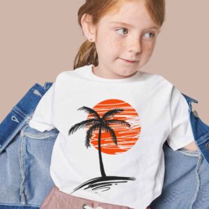 White T-Shirt with  Amazing Sunset View for kids Age(1to12)