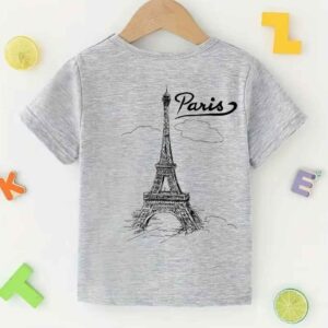 Classic Gray Tee with Eiffel tower Print  on it – Style Meets Comfort for age (1 to12)