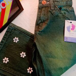 Bloom in Style: Wide-Leg Jeans with Floral Embroidery for age (1 to12)