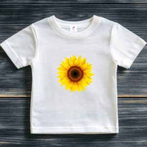 Sunny & Stylish: White Tee with Beautiful Sunflower Print for age (1to12)