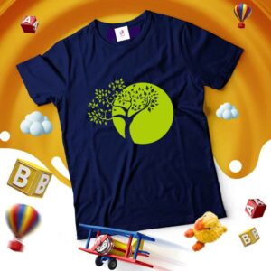 Nature Vibes: Navy Blue Tee with Stunning Green Tree Print for age(1to12)