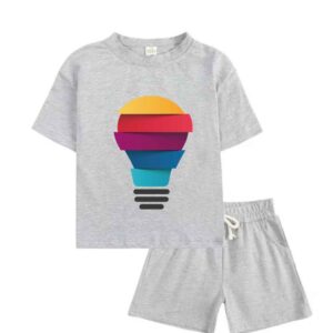 Think Big! Gray Idea Print T-Shirt & Shorts Set – Smart & Trendy Outfit(1to12)
