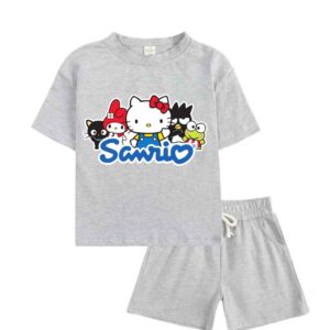 Game On! Gray cartoons Print T-Shirt & Shorts Set – Perfect for Gamers & Trendsetters(1to12)