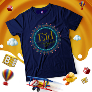 Navy Blue Eid Mubarak T-Shirt – Festive & Stylish jersy Tee (1to1`2)