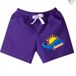 Purple Jersey Shorts with Summer Print – Soft, Breathable & Comfortable