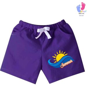 Purple Jersey Shorts with Summer Print – Soft, Breathable & Comfortable