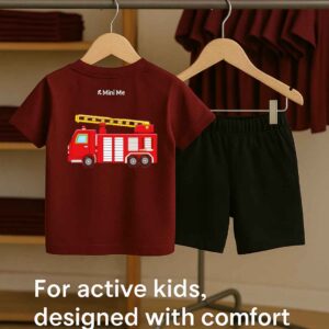 Berry Bold Tee & Ink Black Shorts – Confident Looks for Active Kids - Image 2