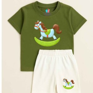 Earth Olive Tee & Crisp Cloud Shorts Set – Timeless Comfort for Everyday Play