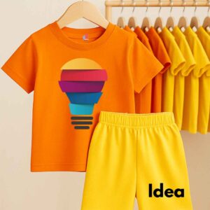 Tangerine Pop Tee & Sunshine Shorts – Bright Style for Sunny Days - Image 2