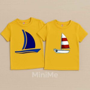 "Bachat Pack – 2 Yellow Yacht Print T-Shirts for Kids (Ages 1 to 12)"