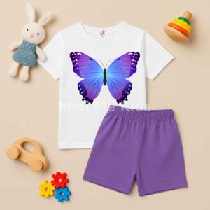 Frost White Tee with Plum Pop Shorts – Playwear Perfection