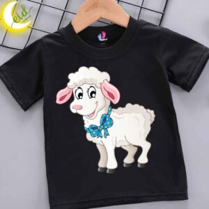 “Eid Smile Tee – Cute Lamb Print T-Shirt for Kids (Bakra Eid Edition)”
