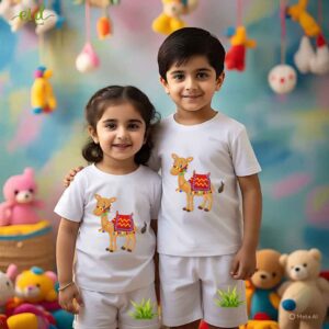 Eid Special Camel Print Kids Set – Premium Cotton | Unisex age 1 to12