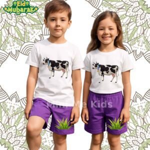 Eid-ul-Azha Special Cow Print T-Shirt & shorts set for Kids – Soft Cotton, Comfortable, Festive Look - Image 2