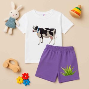 Eid-ul-Azha Special Cow Print T-Shirt & shorts set for Kids – Soft Cotton, Comfortable, Festive Look
