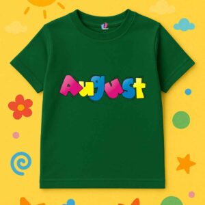 Bottle Green T-Shirt with 14 August Print