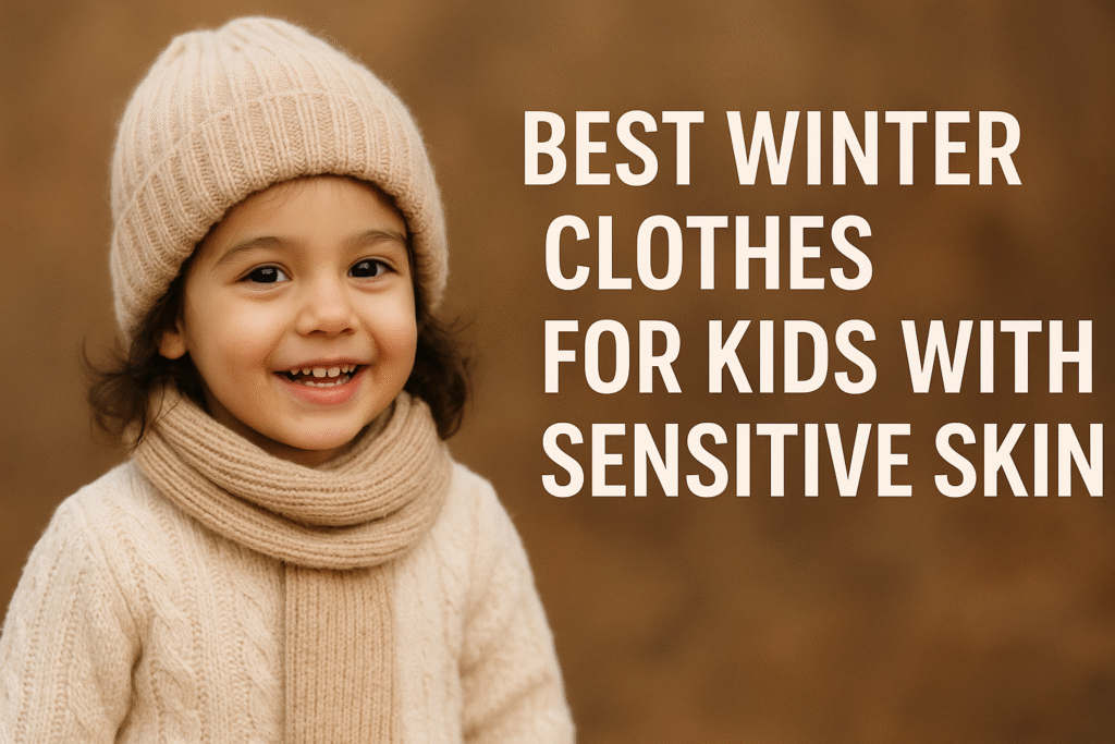 Happy child wearing soft cotton winter clothes – best winter clothes for kids with sensitive skin