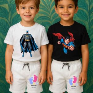 Boys Pack of 3 Batman and Superman T-Shirts Superhero T-Shirt Bundle for Boys – Batman and Superman Pack of 3 Boys Cotton Superhero T-Shirts Boys Batman and Superman Printed T-Shirts – Pack of 3 Stylish Superhero T-Shirt Set for Boys – 3 Pack