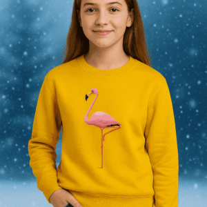 Yellow Swan Print Sweatshirt for Girls – Kids Winter Collection in Pakistan