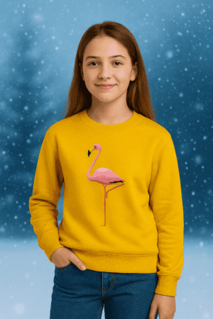 Yellow Swan Print Sweatshirt for Girls – Kids Winter Collection in Pakistan