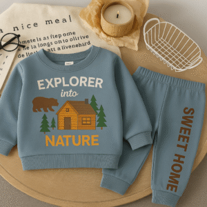 Kids Winter Jogger Set – Blue Explorer Outfit | Soft & Warm Winter Clothes for Boys & Girls (Pakistan)