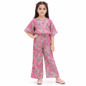 Pink Floral Girls Co-ord Set 2 Piece Summer Outfit for Kids in Pakistan